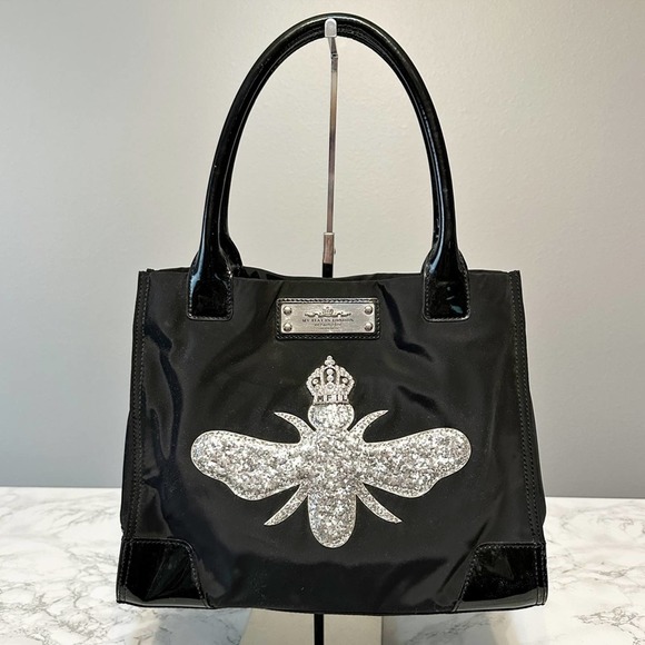 My Flat in London Handbags - 11. My Flat in London Brixton Queen Bee Bling Black Shoulder Tote Bag NEW